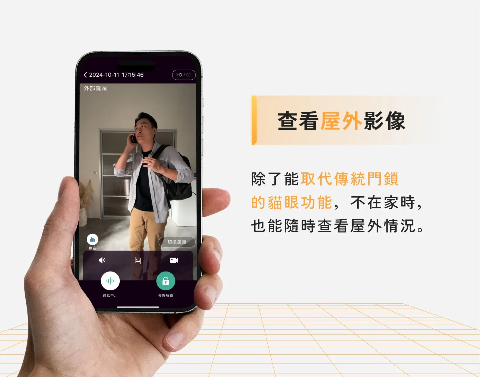 小島快鎖 TX 查看屋外影像:具備取代傳統門鎖貓眼功能,不在家時也能隨時查看屋外情況
